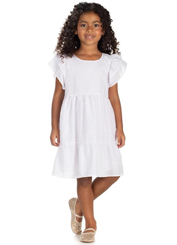 Amada - Vestido em Tecido Plano Laise Bordado Branco