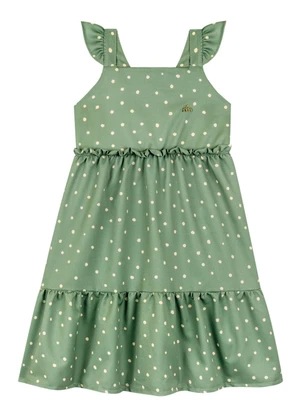 Milli e Nina - Vestido em Tecido Rajado Orvalho da Manhã Verde - MILLI E NINA