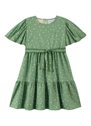 Milli e Nina - Vestido em Tecido Rajado Orvalho da Manhã Verde - MILLI E NINA
