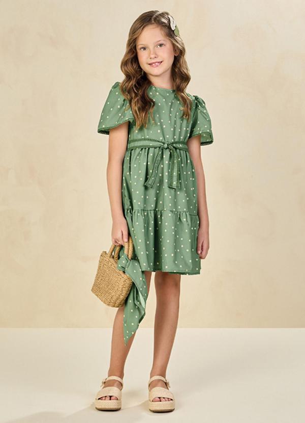 Milli e Nina - Vestido em Tecido Rajado Orvalho da Manhã Verde