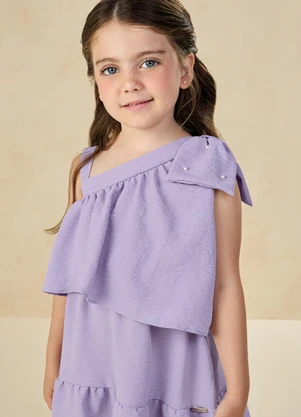 Milli e Nina - Vestido em Tecido Wind Roxo - MILLI E NINA