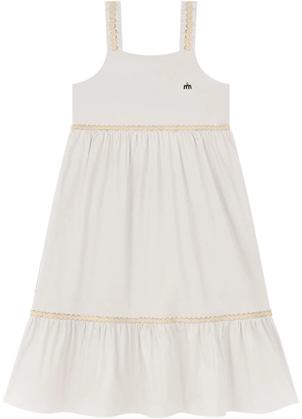 Milli e Nina - Vestido em Tricoline Bege