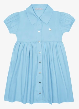 Trick Nick - Vestido em Tricoline com Botões Azul - TRICK NICK