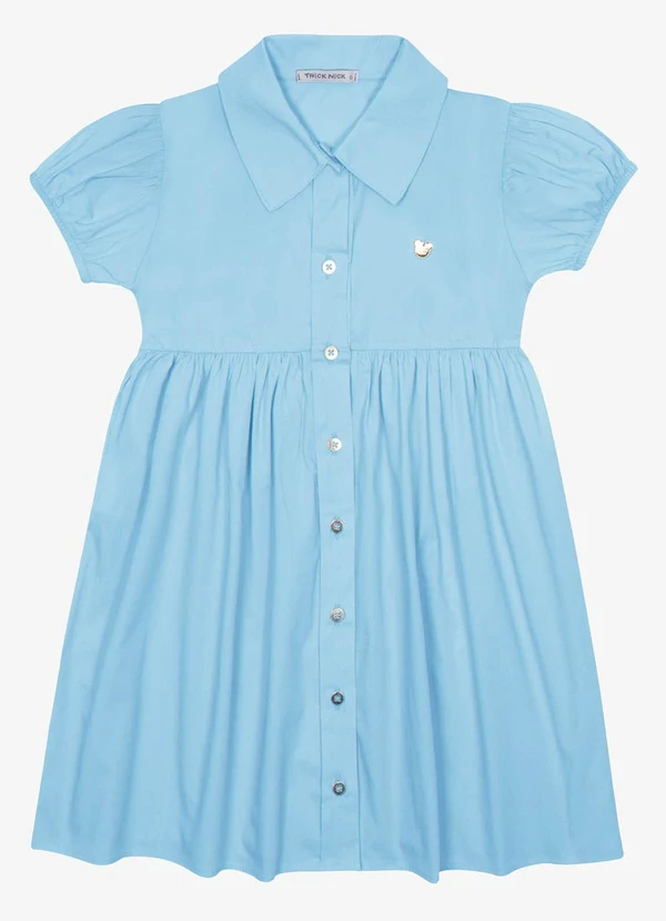 Trick Nick - Vestido em Tricoline com Botões Azul