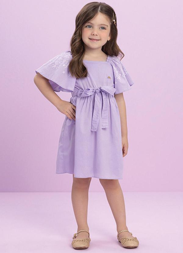 Milli e Nina - Vestido em Tricoline Roxo