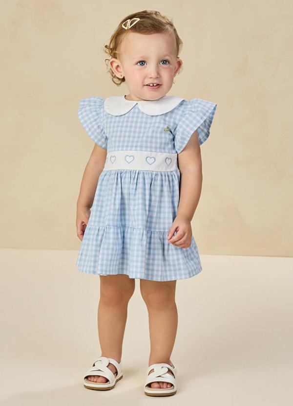 Milli e Nina - Vestido em Tricoline Vichy Azul 3