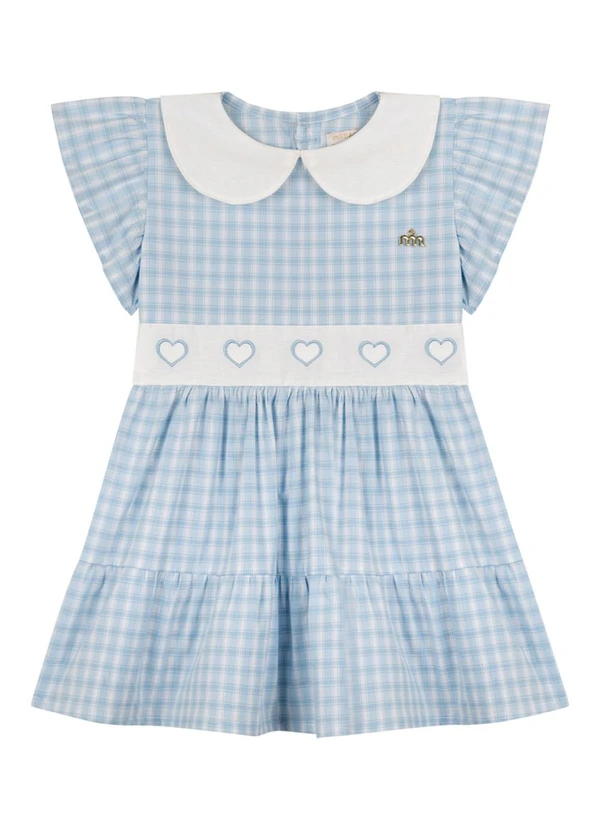 Milli e Nina - Vestido em Tricoline Vichy Azul 4