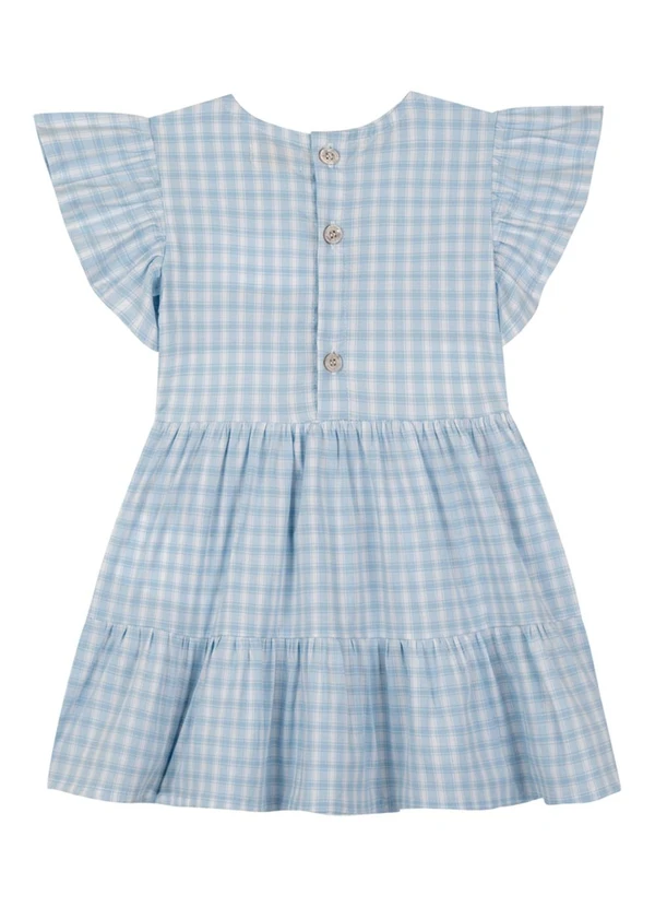Milli e Nina - Vestido em Tricoline Vichy Azul 5