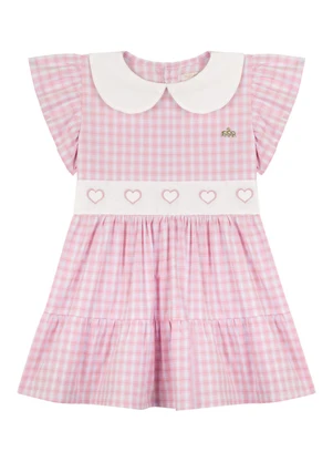 Milli e Nina - Vestido em Tricoline Vichy Rosa - MILLI E NINA