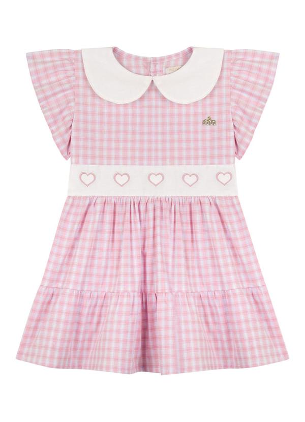 Milli e Nina - Vestido em Tricoline Vichy Rosa