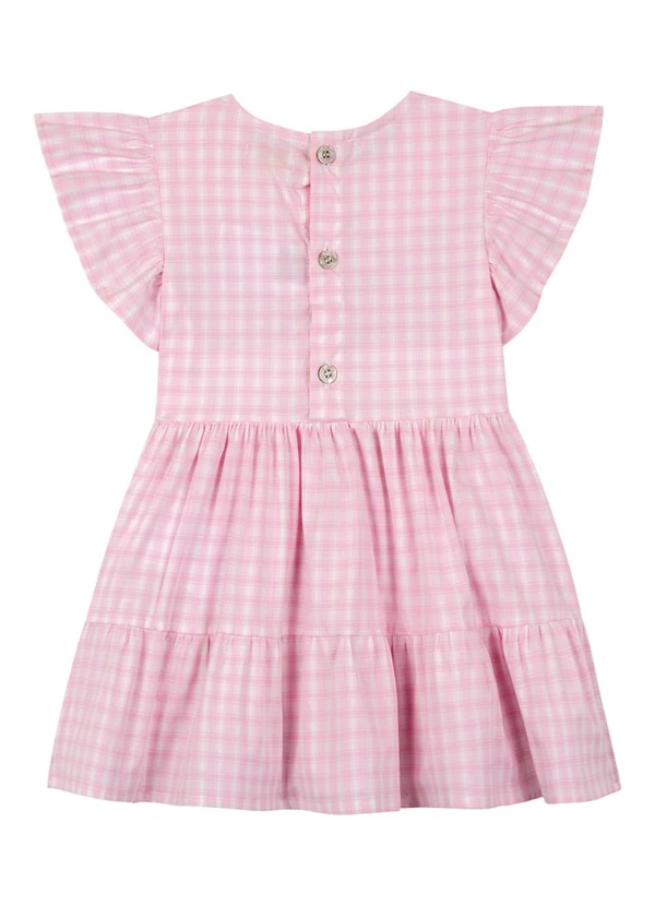 Milli e Nina - Vestido em Tricoline Vichy Rosa 2