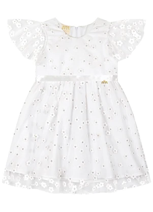 Milli e Nina - Vestido em Tule 3d Branco - MILLI E NINA