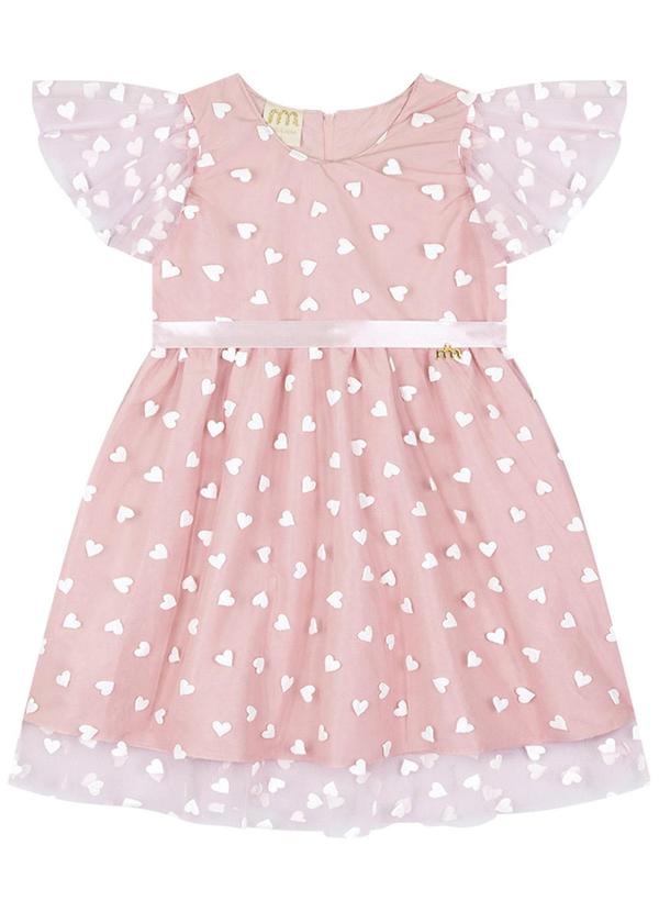 Milli e Nina - Vestido em Tule 3d Rosa