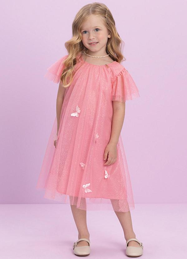 Milli e Nina - Vestido em Tule Brilho Rosa 1