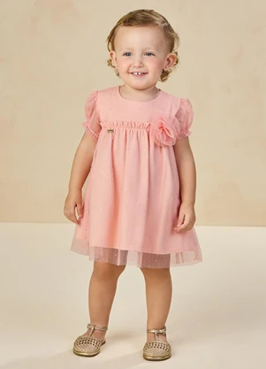 Milli e Nina - Vestido em Tule Brilho Rosa - MILLI E NINA