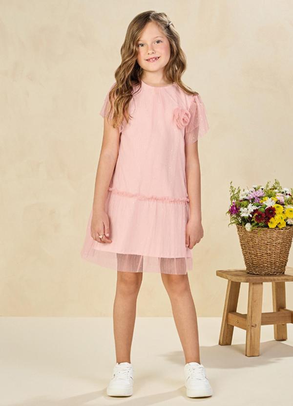 Milli e Nina - Vestido em Tule Brilho Rosa 1
