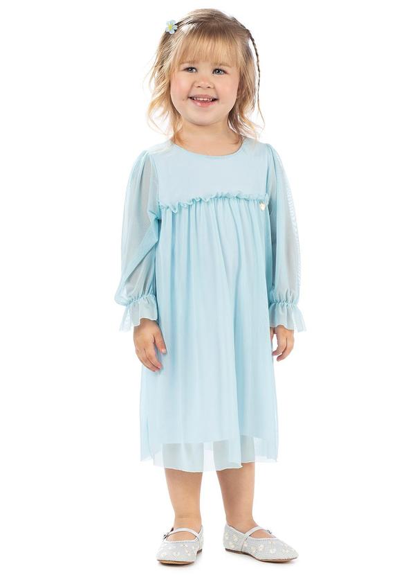 Amada - Vestido em Tule Flex com Forro Azul