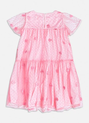 Momi - Vestido em Tule Flocado com Borboletas Rosa - MOMI