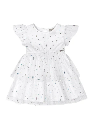 Quimby - Vestido em Tule Forrado para Bebê Branco - QUIMBY