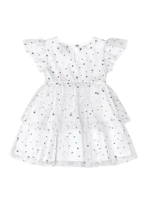 Quimby - Vestido em Tule Forrado para Bebê Branco - QUIMBY