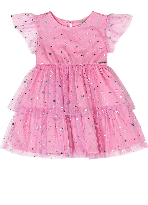 Quimby - Vestido em Tule Forrado para Bebê Rosa 2