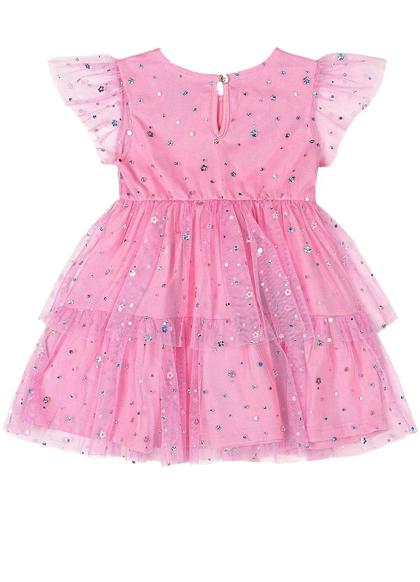 Quimby - Vestido em Tule Forrado para Bebê Rosa 3