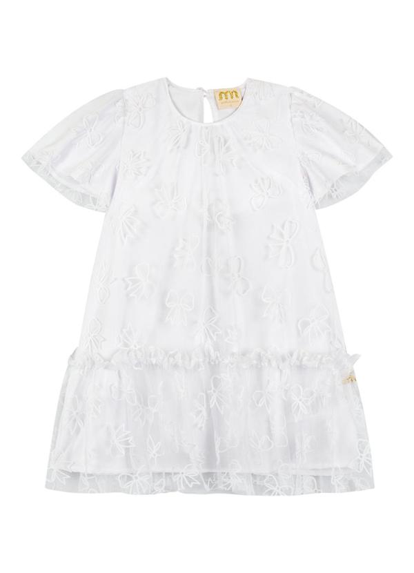 Milli e Nina - Vestido em Tule Laços Bambina Branco
