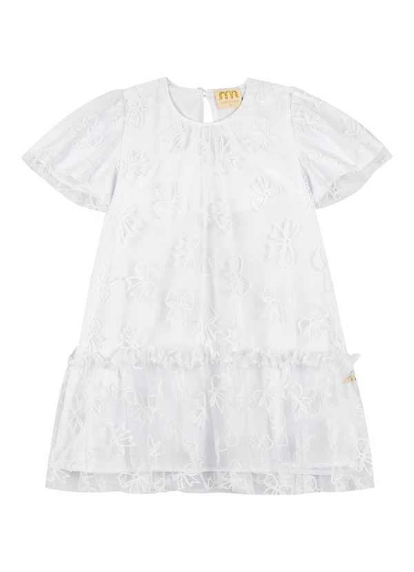 Milli e Nina - Vestido em Tule Laços Bambina Branco