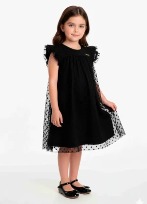 Amada - Vestido em Tule Poa Preto - AMADA