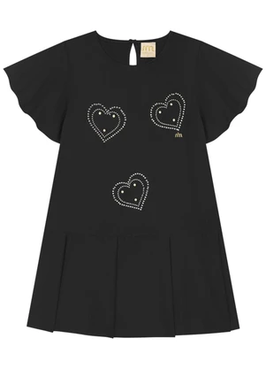 Milli e Nina - Vestido em Twill Stretch Giorno Preto - MILLI E NINA