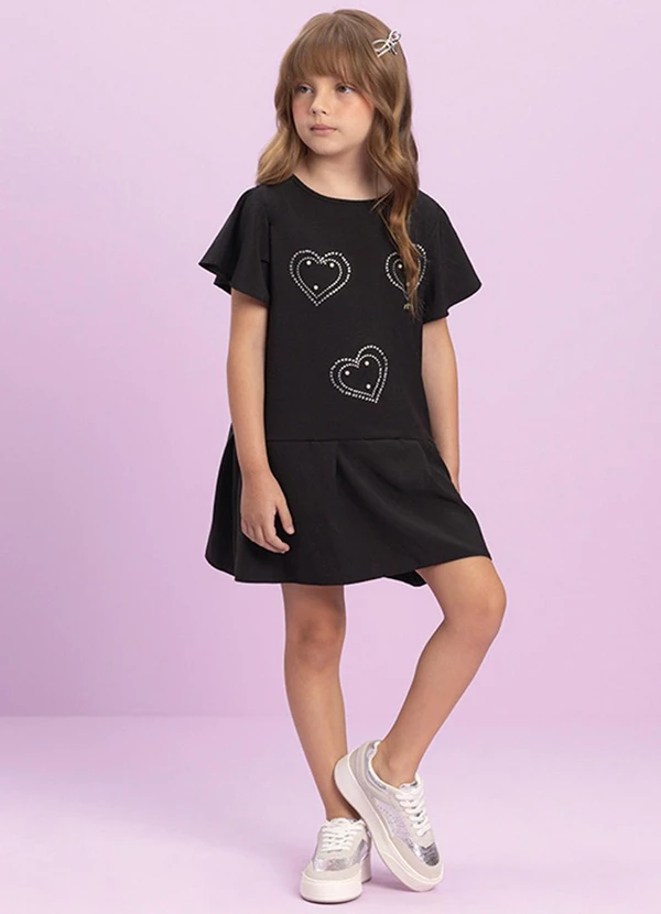 Milli e Nina - Vestido em Twill Stretch Giorno Preto