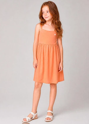 Marlan - Vestido em Viscose e Linho com Alças Laranja - MARLAN