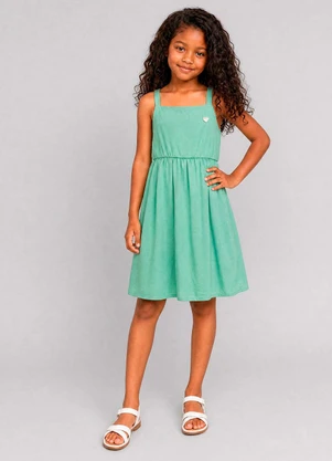Marlan - Vestido em Viscose e Linho com Alças Verde - MARLAN