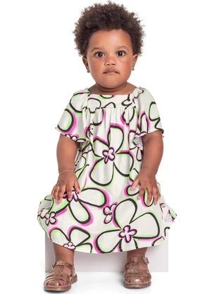 Quimby - Vestido em Viscose para Bebê Menina Bege - QUIMBY