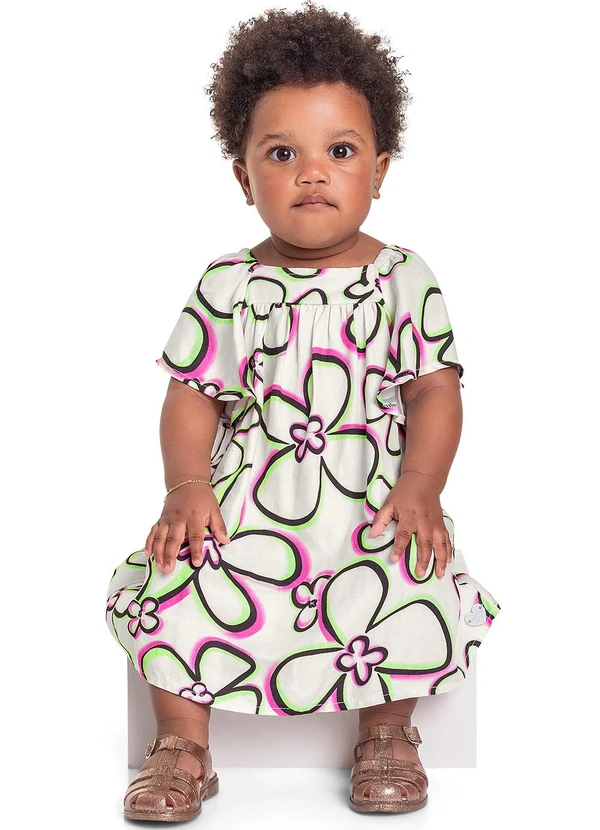 Quimby - Vestido em Viscose para Bebê Menina Bege