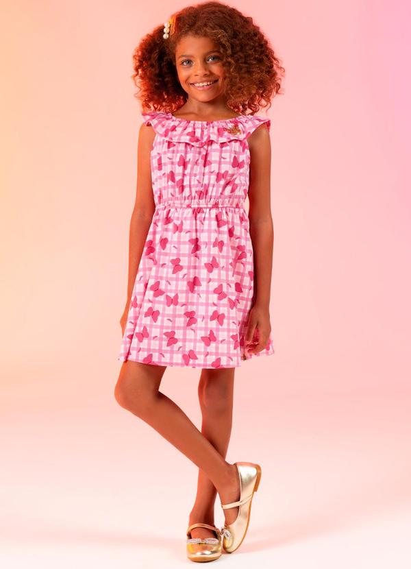 Cativa Kids - Vestido Estampa Borboletas Rosa