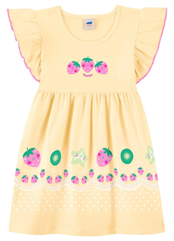 Marlan - Vestido Estampa com Glitter e Strass Amarelo