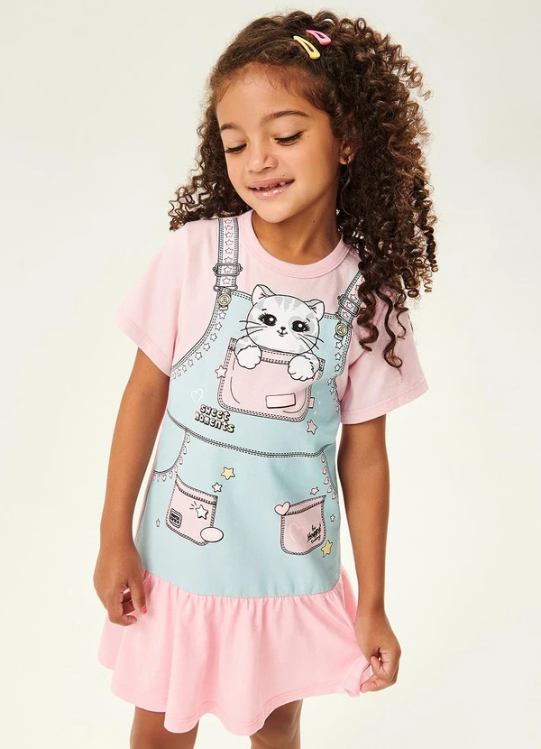 Abrange - Vestido Estampa de Rosa