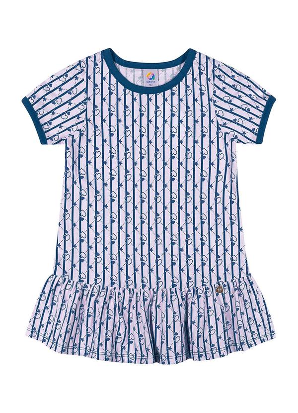 Alenice - Vestido Estampa Divertida Menina Azul