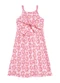 Duduka - Vestido  Estampa Flores com Amarração  Bege - variação: Rosa