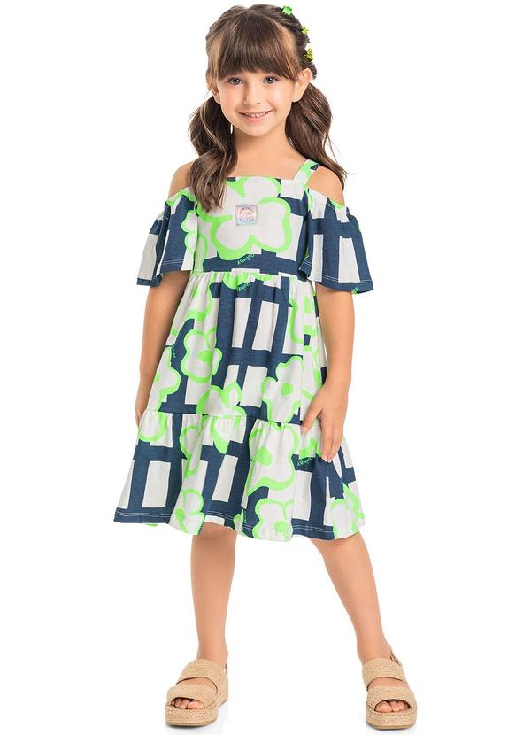Quimby - Vestido Estampa Neon Infantil Azul