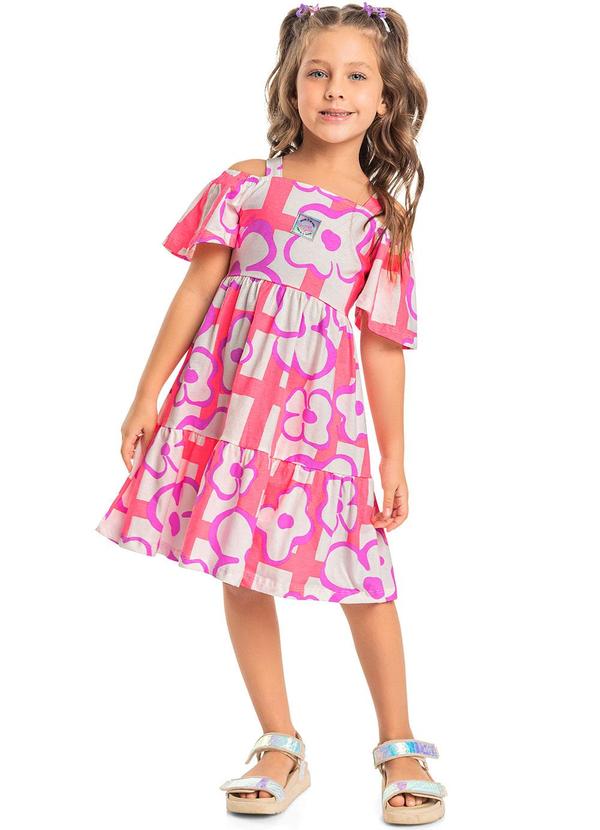 Quimby - Vestido Estampa Neon Infantil Rosa