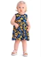 Duduka - Vestido Bebê Estampa com Fita na Cintura  Bege - variação: Azul
