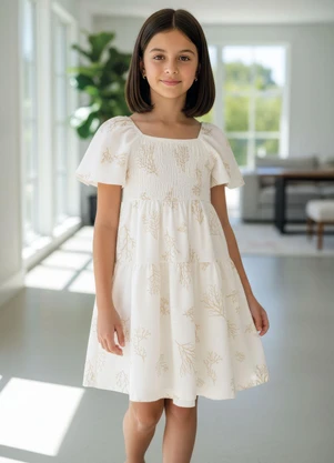 Multimarcas - Vestido Estampado Bege - MULTIMARCAS