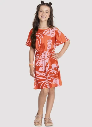 Alakazoo - Vestido Estampado com Abertura Cut Vermelho - ALAKAZOO