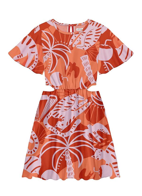 Alakazoo - Vestido Estampado com Abertura Cut Vermelho 2