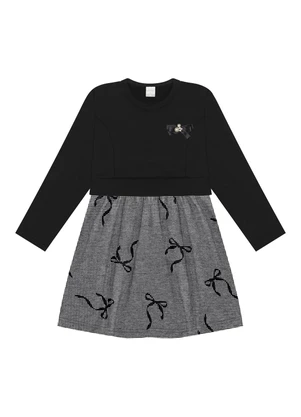 Alakazoo - Vestido Estampado com Enfeite  Preto - ALAKAZOO
