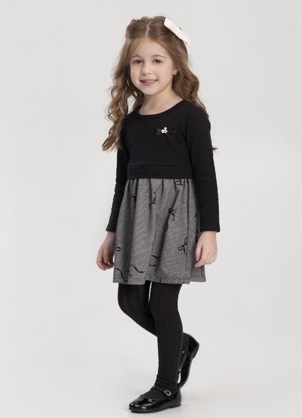 Alakazoo - Vestido Estampado com Enfeite Preto
