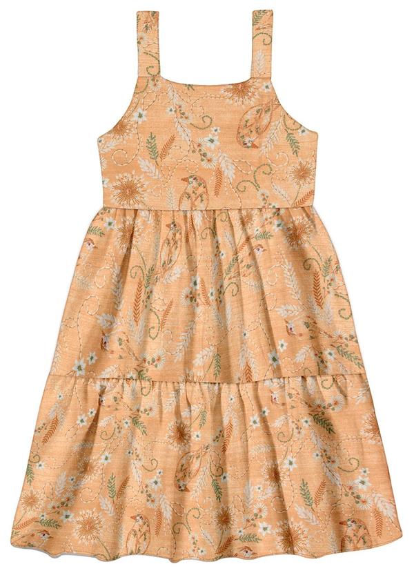 Alakazoo - Vestido Estampado com Laço Costas Laranja 1