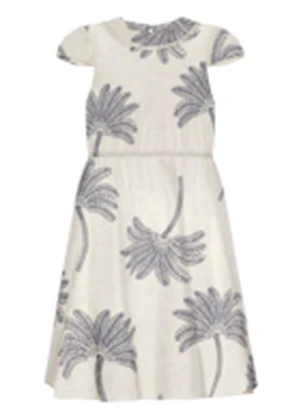 Alakazoo - Vestido Estampado com Linho Azul - ALAKAZOO